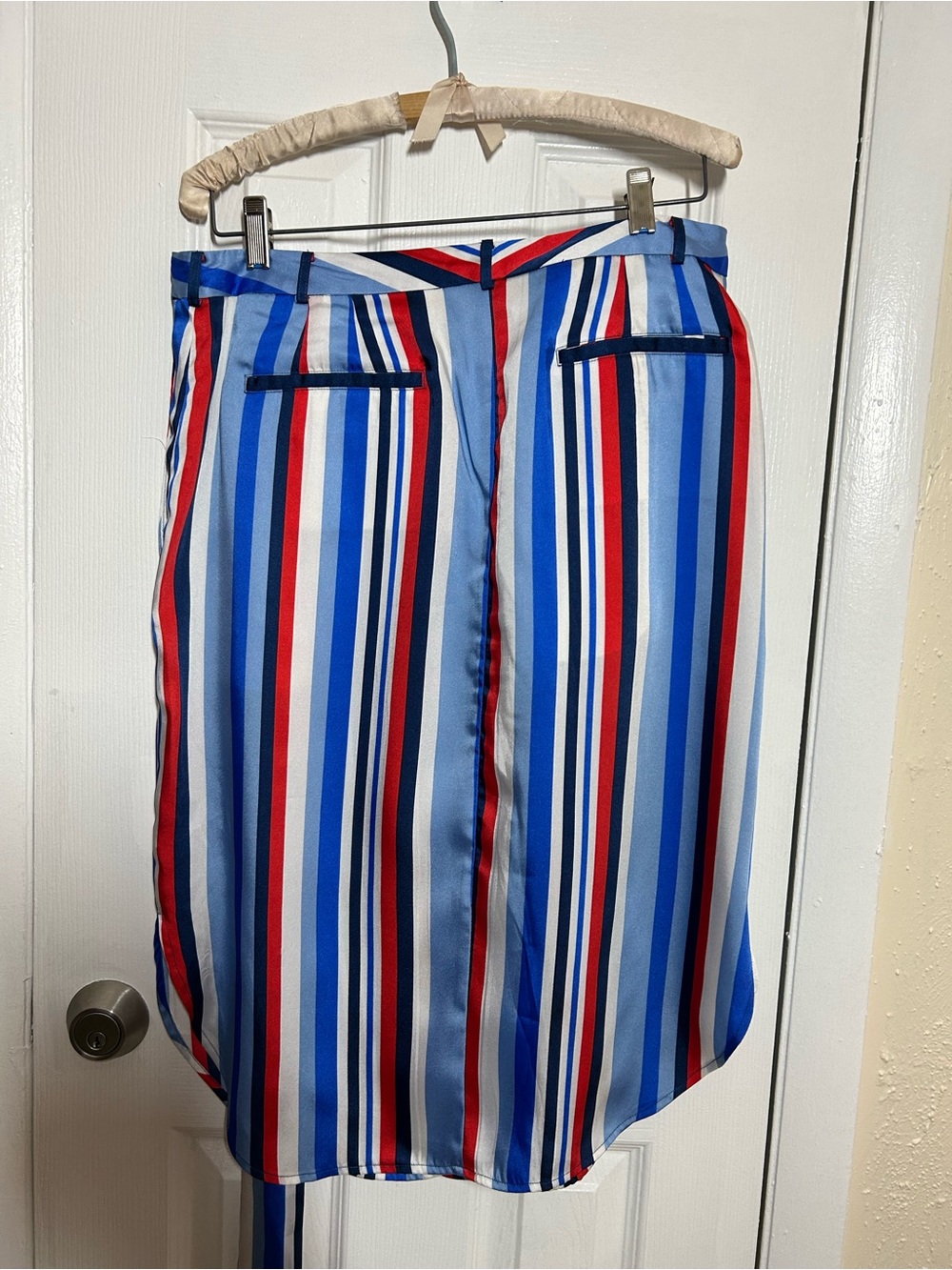 Lauren Ralph Lauren Striped Midi Skirt Size 8 Tie Waist Nautical Preppy Chic - Picture 12 of 15